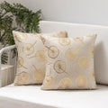 Beige Star Pattern Velvet Cushion Cover 18x18'' (45x45 cm) - Set of 1 Decorative Pillowcase