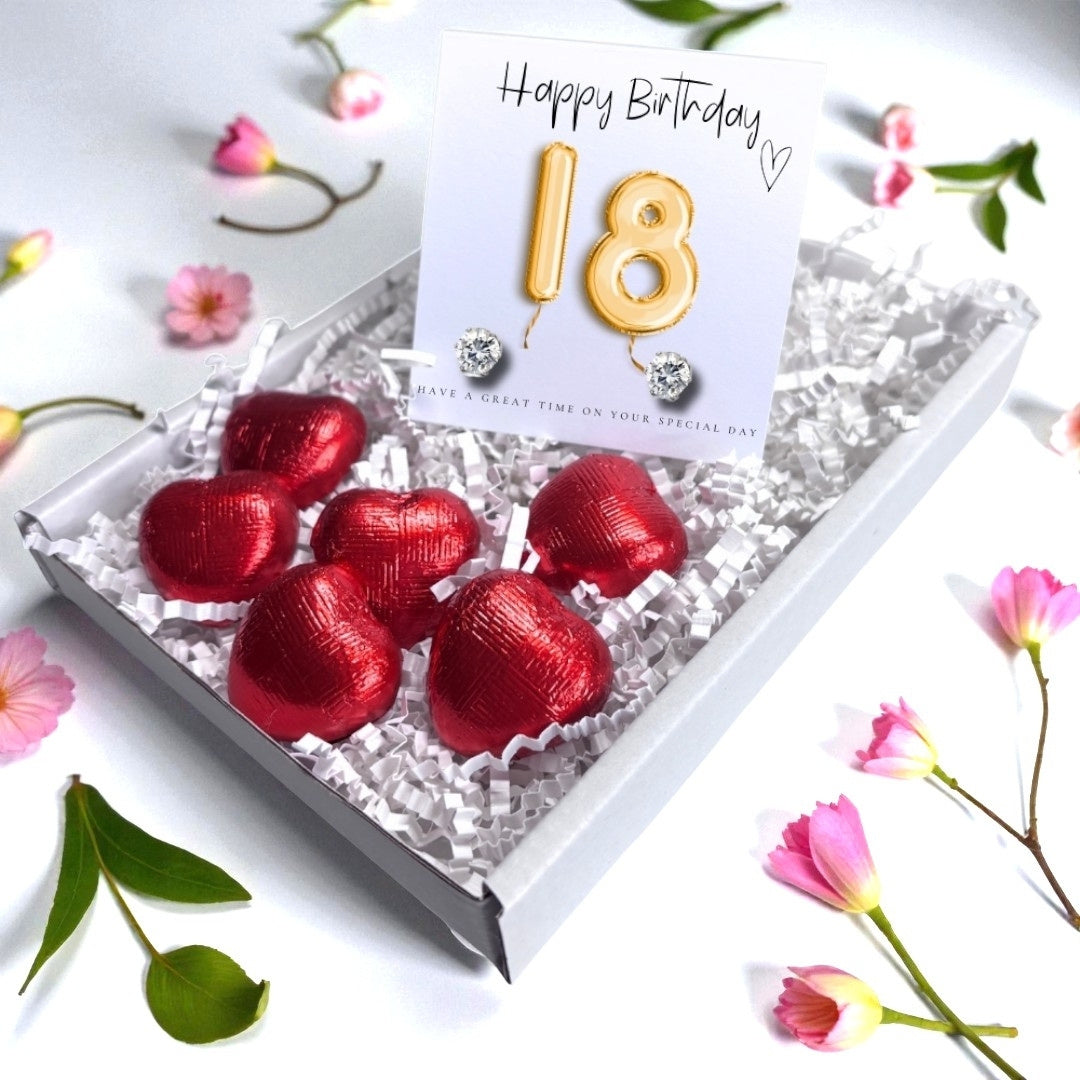 18th Birthday Cubic Zirconia Silver Earrings & Gold Balloons Mini Gift Hamper