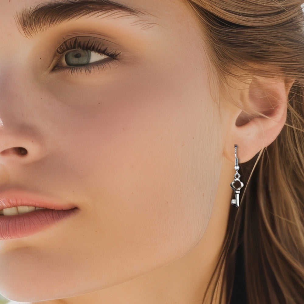 18th Birthday Silver Key Charm Earrings & Gift Card