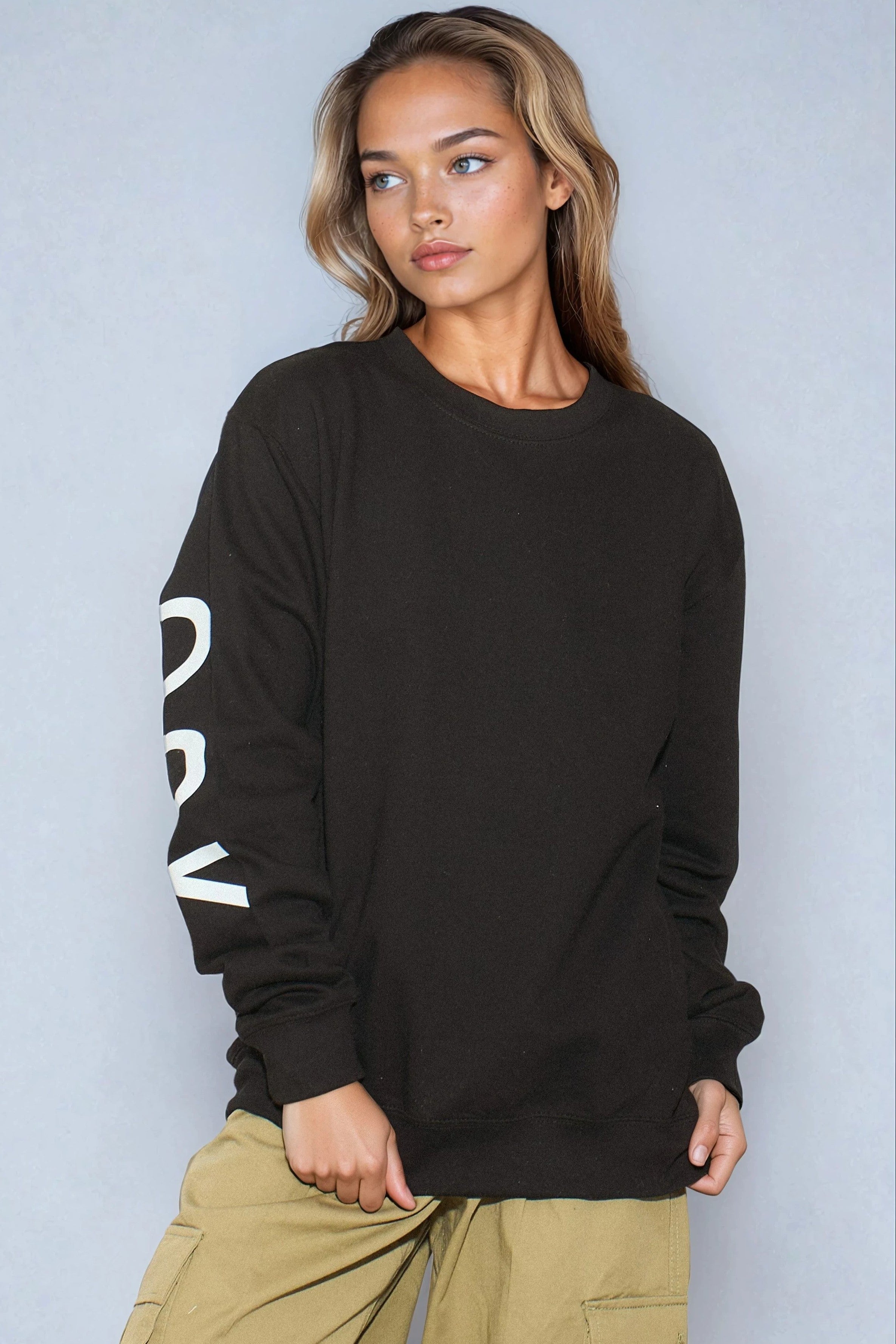 Black Aftershock Logo Oversized Crewneck Sweatshirt-1