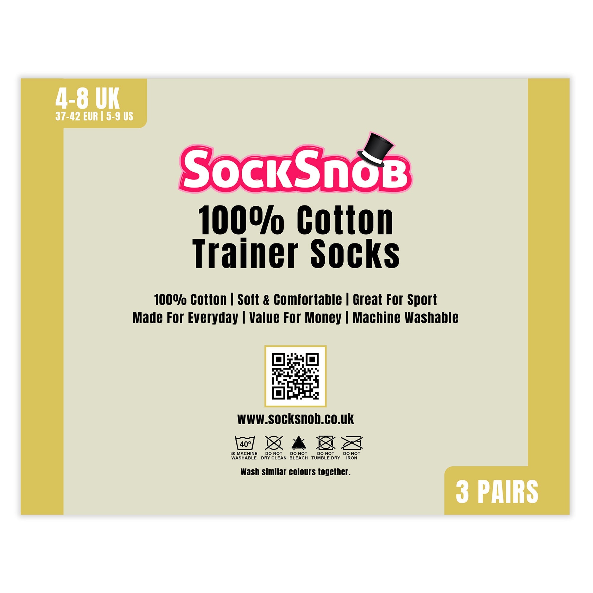 3 Pack Womens 100% Cotton Trainer Socks