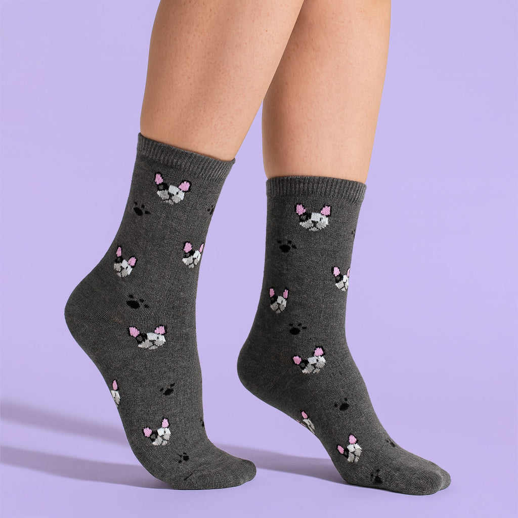 10 Pairs Ladies Dog Patterned Socks - Soft Cotton Rich Fun Dog Design Socks