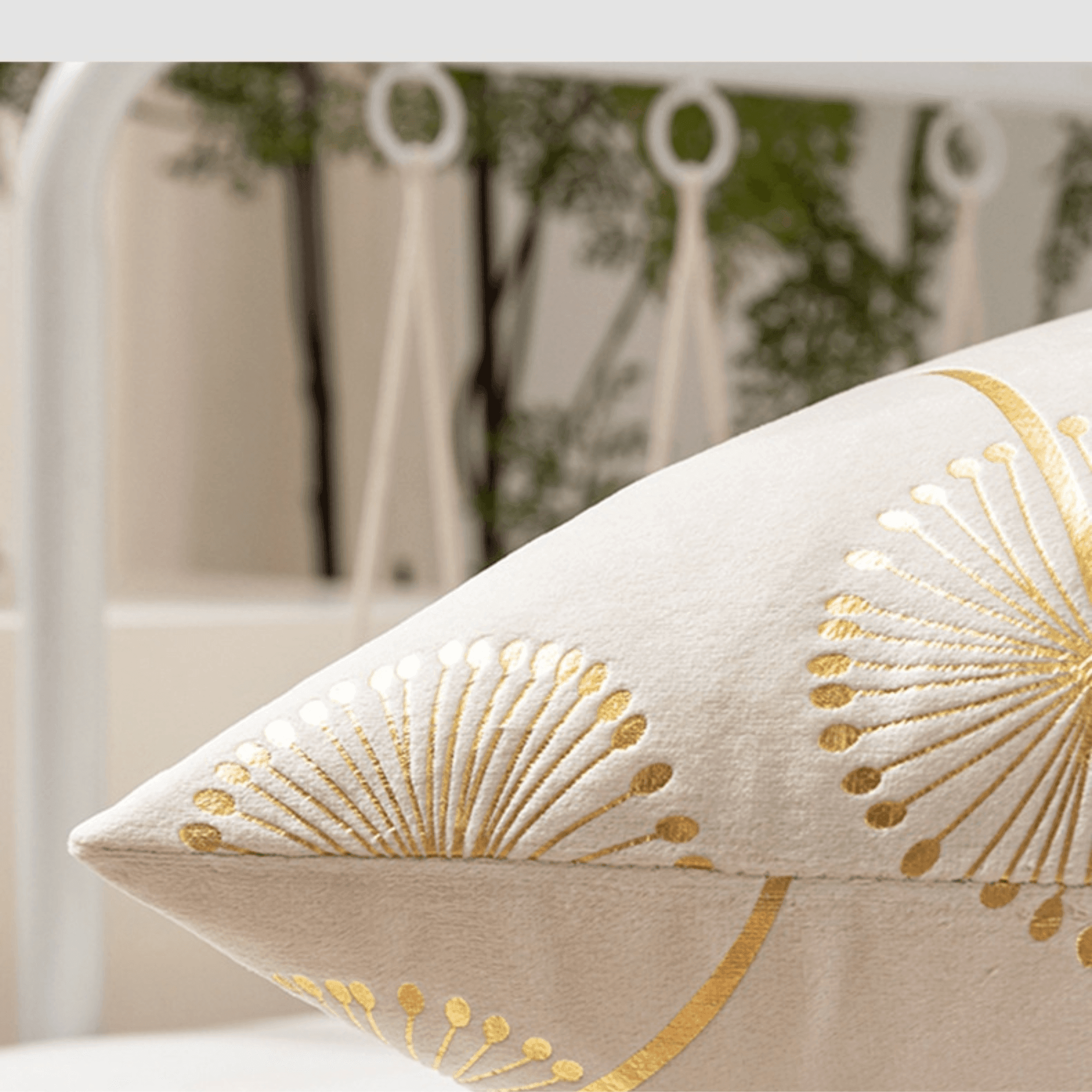 Beige Star Pattern Velvet Cushion Cover 18x18'' (45x45 cm) - Set of 1 Decorative Pillowcase